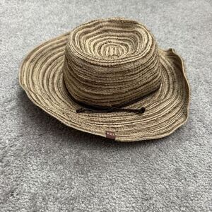 REI Beach Sun Straw Hat Womens One Size Tan Wide Brim Bow Summer Head Accessory